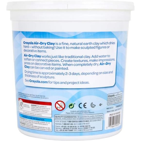 Crayola Air Dry Clay for Kids, Natural White Modeling Clay, 5 Lb Bucket - Picture 5 of 7